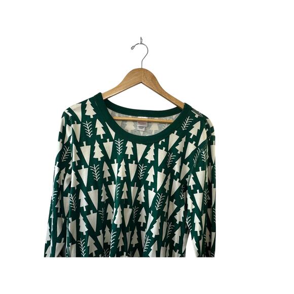 Hanna Andersson Green & White Christmas Tree Print Pajama Shirt Size XXL - Picture 2 of 5